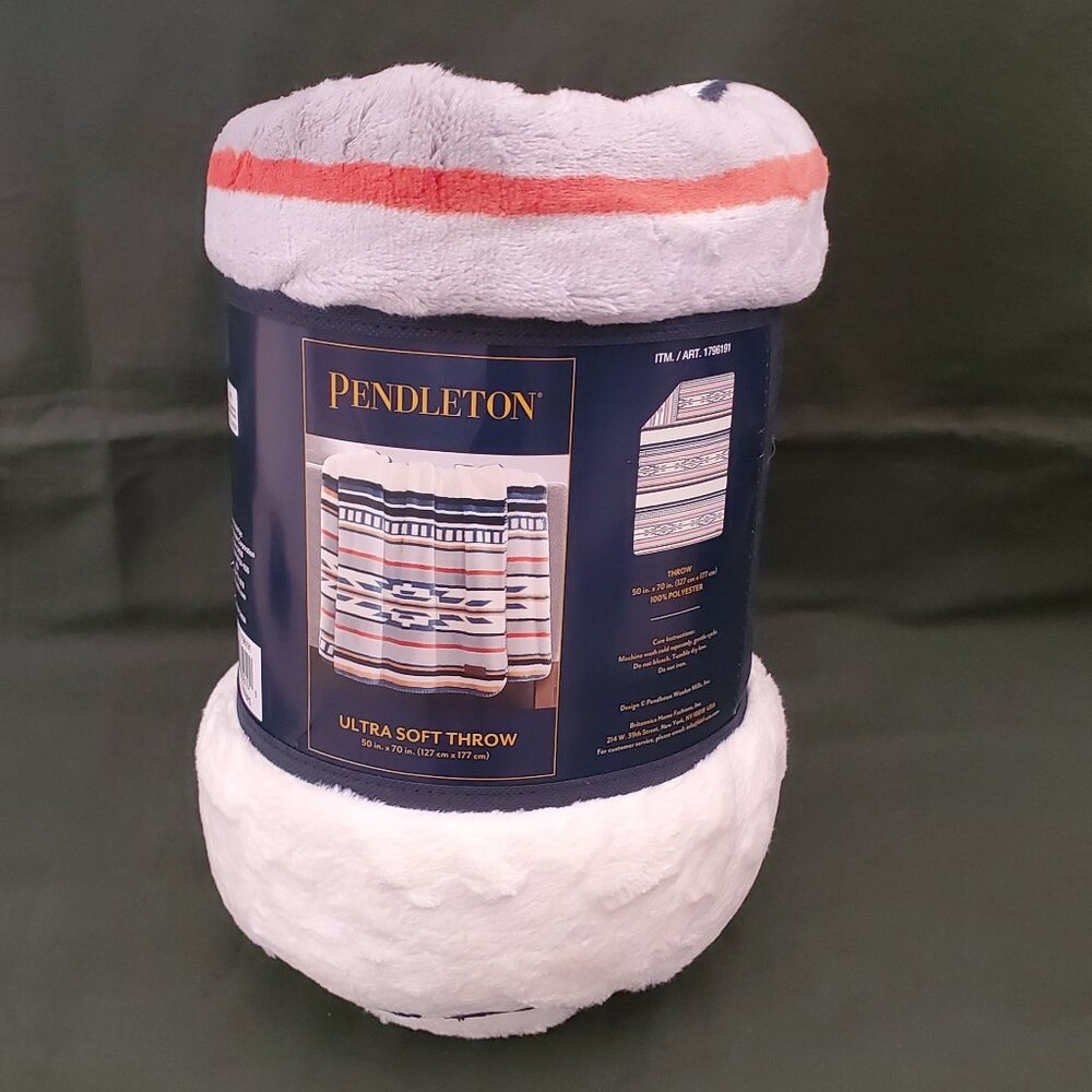 New Pendleton Saltillo Stripe Sherpa Fleece Throw 50 x 70" multi color